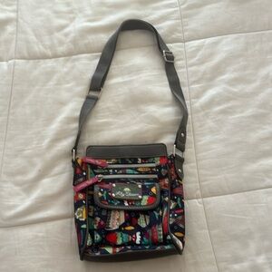 Lily bloom green living crossbody purse multi color fish design magnetic closure